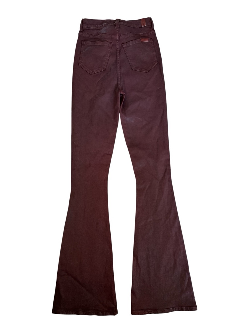 7 For All Mankind Coated Ultra High Rise Flare Jeans Burgundy Size 25 - Picture 3 of 11